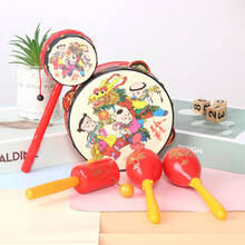 TaTanice 拨浪鼓套装幼婴儿手摇铃铛沙锤铃铛摇摇棒铃哄孩子婴儿5件组合套装乐器玩具组合六一儿童节礼物