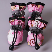 狗狗鞋子脚套泰迪一套4只不掉小狗猫咪防脏比熊小型犬宠物雨鞋 猴子款（玫红色） 4号/L码