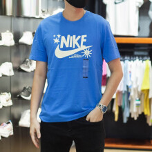 耐克（Nike）短袖男T恤 夏新品运动衫男士宽松跑步休闲透气圆领运动体 DR7808-435蓝色  L