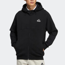 阿迪达斯 （adidas）外套男士春秋新款运动服针织加绒保暖连帽上衣夹克HG1835 HG1835黑色加绒 L