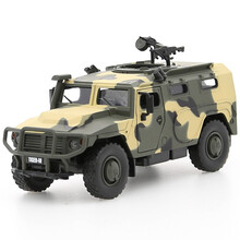 儿童汽车模型合金虎式装甲车悍马装甲车特警车战术军事卡车金属模型玩具 虎式装甲车-迷彩绿