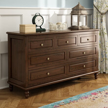 喜宜居 斗柜 实木斗柜 胡桃色 美式斗柜子七斗收纳储物简约卧室家具 七斗柜