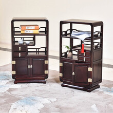 苏汀小镇红木家具血檀（学名：染料紫檀）实木中式茶水柜餐边柜碗柜沙发边柜多功能储物柜置物柜收纳柜V 茶水柜一对