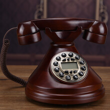晗畅  全实木复古电话机仿古电话机欧式办公固定座机家用电话机美式电话 背光免提版