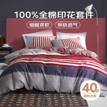 罗莱家纺100%纯棉床上四件套全棉被套床单床上用品 1.8米床220*250cm