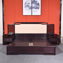 赞善家具柬埔寨黑酸支（学名：榄仁木）云叠床1米8实木中式双人床两米大床