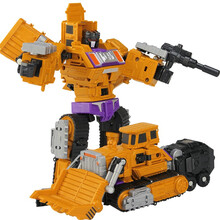 锦江变形玩具金刚合体拖斗吊铲挖掘机推土机器人GT大力神工程搅拌车汽车组合套装模型六合体机器人 变形推土机-黄色