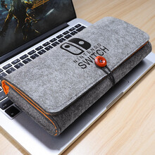 任天堂switch收纳包 收纳保护毛毡款 ns配件盒软一体 可装卡便携主机整理 深灰色收纳包