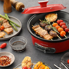 摩飞电器（Morphyrichards）多功能锅电烧烤锅家用电火锅电煮锅电蒸锅多用途锅 电炒锅MR9089 英石红