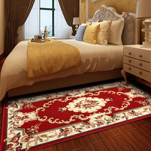俪羊 地毯卧室床边毯欧式家用长方形进门地毯门厅玄关房间门口床前地毯 LY-52R酒红色 0.8米x1.2米