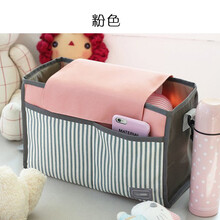 婴儿车挂包收纳袋妈咪包配件韩版多功能挂袋 粉色推车挂包【升级带盖】
