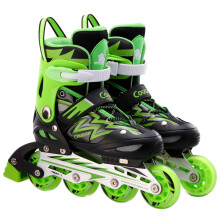 美洲狮（COUGAR）溜冰鞋成人轮滑鞋儿童套装初学可调码男女直排休闲旱冰鞋835 黑绿鞋 M码33-36