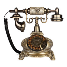 金顺迪皇冠 仿古电话机 欧式复古家用办公插移动联通电信卡客厅卧室座机 古铜色旋转(接电话线)