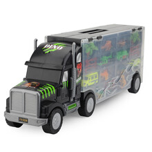 儿童玩具车男孩 超大号模型大货车 集装箱卡车运输车 恐龙动物模型车  安全环保玩具礼物 大号恐龙运输收纳车P850-A