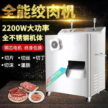 绞肉机商用电动切菜机绞切机多功能不锈钢切肉机切片机切丝机灌肠机 半不锈钢款
