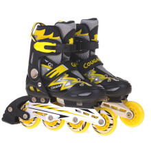 美洲狮（COUGAR）溜冰鞋成人轮滑鞋儿童套装初学可调码男女直排休闲旱冰鞋835 黑黄鞋 M码33-36
