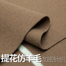 煊缎 咖色布艺 白色植绒提花仿羊毛西装 呢大衣布料 服装柔软针织微弹力制衣面料