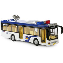 汽车模型合金警车玩具警察警车特警救护车声光回力开门儿童玩具模型金属合金车模型 警察巴士警车