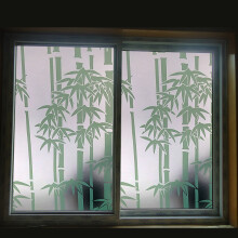 迪茵自粘玻璃贴膜磨砂窗户玻璃贴纸透光不透明窗花纸办公室空调房防晒 绿竹 60cm*2米