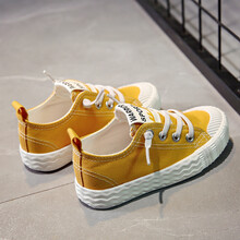 回力童鞋2018春儿童帆布鞋女童板鞋男童休闲鞋中大童系带亲子布鞋 黄色 37码/235内长约23CM