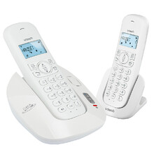 伟易达（Vtech）1610数字无绳蓝牙电话单机办公免提有线固话家用座机健康手机伴侣 白色一拖一