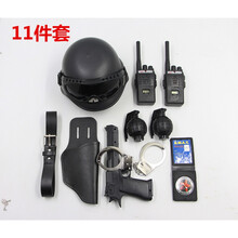 儿童黑猫警长玩具枪套装小特警装备男女童小警察交警大盖帽对讲机 11件套【套餐4】 官方标配