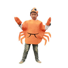 cos万圣节儿童节表演服装 学校环保演出服 草莓西瓜儿童水果蔬菜衣服 幼儿园手工环保服装 无纺螃蟹服 儿童均码110-135cm