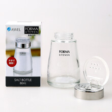 ASVEL 日本玻璃盐瓶 带盖带孔调味瓶烧烤家用透明胡椒粉瓶调料瓶 80ml
