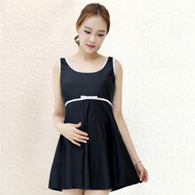 京东超市	
宜肤孕妇泳衣女大码遮肚保守显瘦连体裙式妈妈游泳衣 黑色 4XL