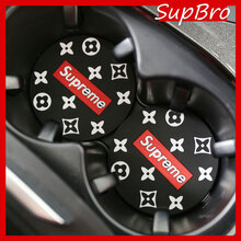 智然界 汽车水杯垫车载防滑垫杯槽垫圆形胶垫 花黑色一对 长城哈弗H6H1H2H5H7H8H9驭胜S330