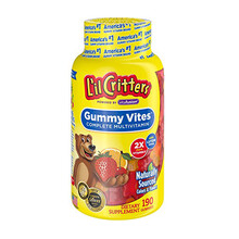 小熊糖L'il Critters儿童钙片补钙DHA鱼油复合维生素软糖宝宝1-3岁2-12美国原装进口 维生素软糖 190粒/瓶（补充日常所需）