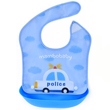 宝宝吃饭围兜饭兜防漏的吃饭带免洗防水围嘴喂吃饭的6个月-1-3岁 蓝色小警车