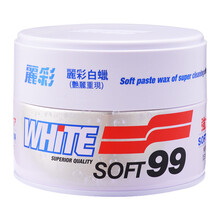 SOFT99 丽彩白色软蜡 去污蜡汽车蜡 白色车专用 保护蜡MM-10024内含打蜡海绵