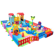 4S店儿童区游乐园幼儿园设备 儿童乐园室内家用小型滑滑梯秋千宝宝围栏家庭游乐场淘气堡 24平方经典组合