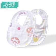 妈妈果 纱布围嘴婴儿纯棉口水围兜宝宝口水巾饭兜新生儿用品 蘑菇+皇冠