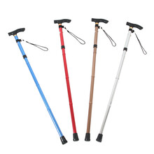 老人拐杖伸缩手杖老年扙铝合金轻便防滑拐棍可伸缩折叠调节老人拐杖 红色