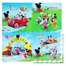 富利时 卡通泡沫地垫儿童爬行垫拼图游戏垫迪士尼图案米奇朵拉维尼熊冰雪奇缘白雪公主海绵宝宝 520C 米奇(每片送2根边条) 61.5*61.5*1cm(1片价)