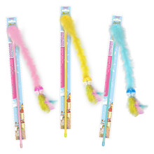 千羽宠物(SOLEIL) 三色炫羽响球猫玩具逗猫棒猫咪用品羽毛发声弹性长杆(颜色随机)