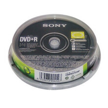 原装索尼（SONY） 空白 光盘 刻录盘 DVD 刻录碟片 DVD+R 10片桶装