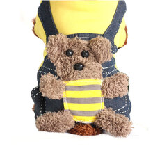 狗狗衣服秋冬运动装 泰迪比熊 狗衣服 四脚变身装 后背熊款 黄色 XXL