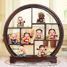 上善若水 Q版五路财神爷客厅装饰摆件 鸡翅木博古架店铺开业乔迁工艺礼品家居电视柜装饰品 财神家族(款一)