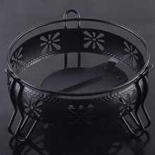 沉弗（JD仓现发）不锈钢火锅家用 固体酒精炉学生宿舍便携小干锅炉子 锅盖铁艺炉小火锅配件 黑色炉子