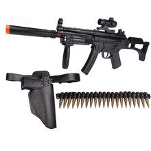 儿童电动玩具枪套装声光冲锋枪男孩COS小军人小特警军事玩具 A款4件玩具套装 送玩具枪电池