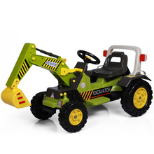 【超大号挖掘机】儿童电动挖掘机挖土机带遥控可坐可骑可抓可挖 宝宝挖机工程玩具车 7A电动挖掘机（清新绿  送推头）