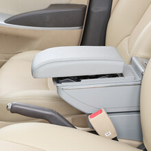 乾图 标致301雪铁龙全新爱丽舍扶手箱免打孔 灰 带灯+USB+升高