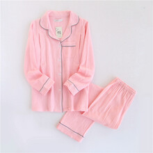 月子服春秋孕妇睡衣女春季产妇喂奶哺乳衣长袖睡衣家居服 纯色粉（纱布） L码