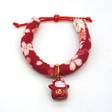 日本和风铃铛 猫铃铛宠物项圈猫咪铃铛项链彩色铃铛幼猫成猫饰品美短猫咪项圈猫圈颈圈 红色铃铛猫 XS-适合脖围12-20cm