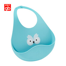好孩子（gb） gb好孩子硅胶围兜 宝宝防水食饭兜大号婴儿喂食围嘴防漏柔软儿童吃饭兜 天蓝色