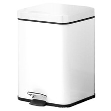 Snughome 正方形垃圾桶卫生间创意时尚不锈钢脚踏家用卧室厨房客厅卫生间翻盖欧式创意厕所垃圾桶 12L正方形[简约白]