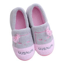 妈妈果 月子鞋子秋冬季包跟软底防滑厚底春秋孕产妇产后棉拖鞋女室内家居鞋坐月子用品 猫咪款_灰色 M(38-39）